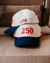 Load image into Gallery viewer, 250 USA Low-Profile Baseball Hat - Navy, Red &amp; Cream