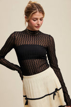 Load image into Gallery viewer, Semi Sheer Textured Lace Long-Sleeve Layering Top LT1424