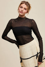 Load image into Gallery viewer, Semi Sheer Textured Lace Long-Sleeve Layering Top LT1424