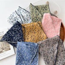 Load image into Gallery viewer, Lace Trim Cotton Linen Floral Triangle Scarf_CWASC0850