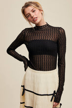 Load image into Gallery viewer, Semi Sheer Textured Lace Long-Sleeve Layering Top LT1424