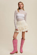 Load image into Gallery viewer, Semi Sheer Textured Lace Long-Sleeve Layering Top LT1424