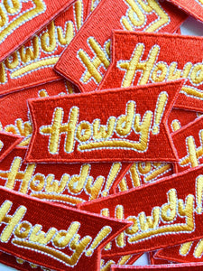 Red Howdy Iron On Patch for Trucker Hats Western Cowgirl