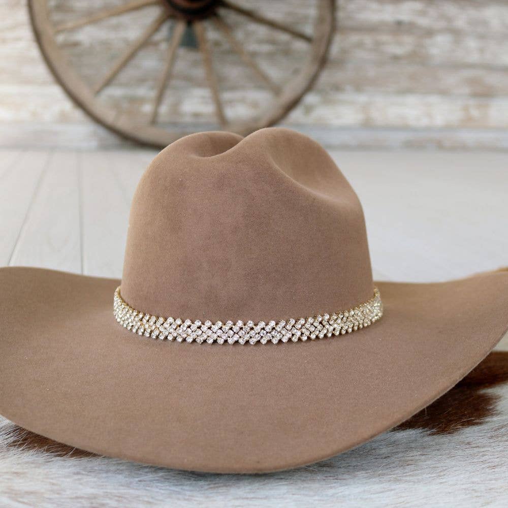 Gold Rhinestone Bling Hat Band - The Loretta