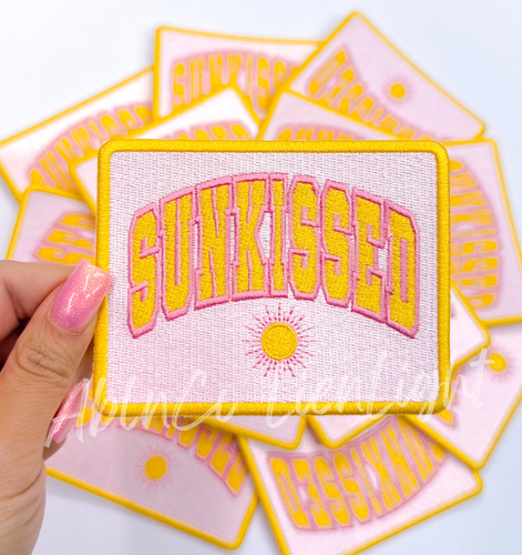 4” sunkissed summer trucker hat embroidery patch iron on