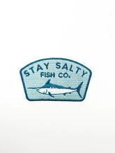 Load image into Gallery viewer, Stay Salty Fish Co. Embroidered Iron-On Patch with Marlin
