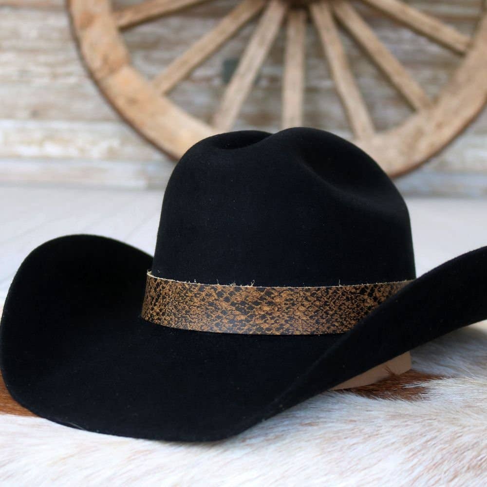 Brown Snake Print Leather Hat Band – Bespoke Hat Co display picture 2