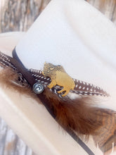 Load image into Gallery viewer, Aged Brass Buffalo Western Hat Pin Hat Bar
