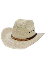 Load image into Gallery viewer, Kids Ridgetop Crown Palm Leaf Straw Cowboy Hat