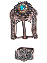 Load image into Gallery viewer, Copper Teal - Champagne - Topaz - Crystal Conchos Sizes from 1&quot;-3&quot; and Buckles