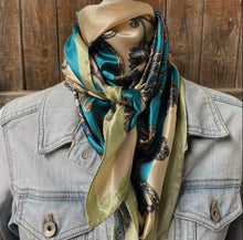 Load image into Gallery viewer, “35x35“ Turquoise Paisley Wild Rag