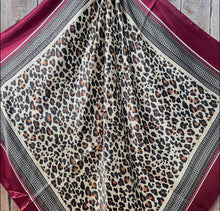 Load image into Gallery viewer, “35x35” Wine Leopard Print Wild Rag