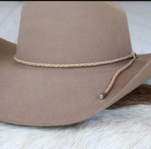 Load image into Gallery viewer, Tan Braided Leather Hat Band