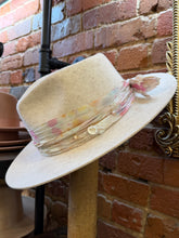 Load image into Gallery viewer, Soft Sand Felt Hat with Hand-Dyed Silk Wrap