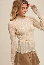 Load image into Gallery viewer, Semi Sheer Textured Lace Long-Sleeve Layering Top LT1424