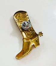 Load image into Gallery viewer, Western Aged Brass Cowboy Boot Hat Pin