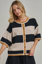 Load image into Gallery viewer, WIDE STRIPE LOOSE FIT SWEATER CARDIGAN_JLT00402-01