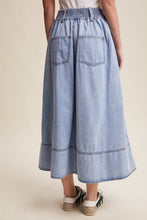 Load image into Gallery viewer, Button Front Pleated Denim Maxi Skirt LSK0278