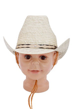 Load image into Gallery viewer, Little Kids QH Palm Leaf Straw Cowboy Hat