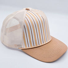 Load image into Gallery viewer, Neutral Stripe Structured Cotton Trucker Hat – Fully Adjustable Boutique Blank Cap