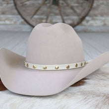 Load image into Gallery viewer, Cream Studded Goat Leather Hat Band