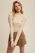 Load image into Gallery viewer, Semi Sheer Textured Lace Long-Sleeve Layering Top LT1424