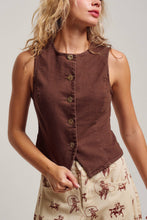 Load image into Gallery viewer, Fitted Gold Button Front Denim Vest