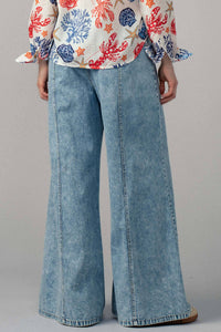 Relaxed Wide Leg Drawstring Western Pants