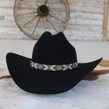 Load image into Gallery viewer, Beaded Hat Band Turquoise Diamond &amp; Bronze
