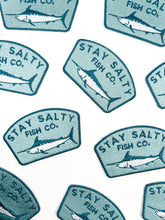 Load image into Gallery viewer, Stay Salty Fish Co. Embroidered Iron-On Patch with Marlin