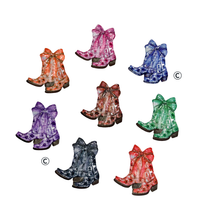 Load image into Gallery viewer, Purple Floral Cowboy Bow Boots Sequin Embroidery Patch