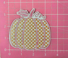 Load image into Gallery viewer, Checkered Orange and Pink Pumpkin Embroidery Iron On Patch