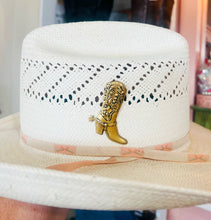 Load image into Gallery viewer, Western Aged Brass Cowboy Boot Hat Pin