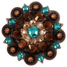 Load image into Gallery viewer, Copper Teal - Champagne - Topaz - Crystal Conchos Sizes from 1&quot;-3&quot; and Buckles