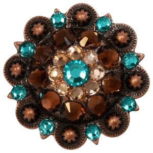 Copper Teal - Champagne - Topaz - Crystal Conchos Sizes from 1"-3" and Buckles