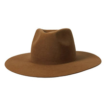 Load image into Gallery viewer, 100% Wool Felt Flat Brim Fedora Hat - Style Rancher