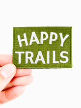 Load image into Gallery viewer, Happy Trails Embroidered Iron-On Patch Green and White