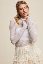 Load image into Gallery viewer, Semi Sheer Textured Lace Long-Sleeve Layering Top LT1424