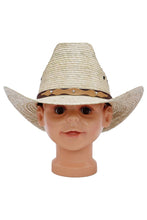 Load image into Gallery viewer, Kids Ridgetop Crown Palm Leaf Straw Cowboy Hat