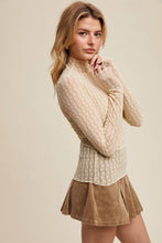 Load image into Gallery viewer, Semi Sheer Textured Lace Long-Sleeve Layering Top LT1424
