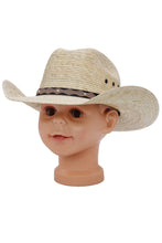 Load image into Gallery viewer, Kids Eyeleted Cutter Crown Palm Straw Cowboy Hat