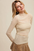 Load image into Gallery viewer, Semi Sheer Textured Lace Long-Sleeve Layering Top LT1424