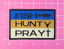 Load image into Gallery viewer, Fish Hunt Pray Embroidery Iron On Patch