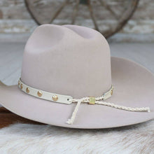 Load image into Gallery viewer, Cream Studded Goat Leather Hat Band