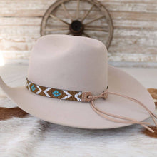 Load image into Gallery viewer, Beaded Hat Band Turquoise Diamond &amp; Bronze