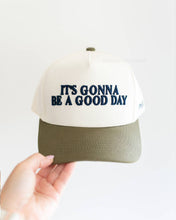 Load image into Gallery viewer, It's Gonna Be a Good Day Hat Olive Green &amp; Navy