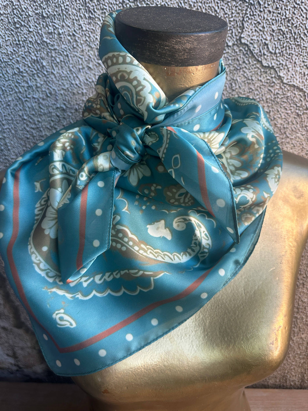 Turquoise Rust Paisley Wild Rag