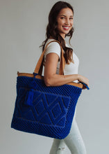 Load image into Gallery viewer, Electric Blue Diamond Pattern Tote