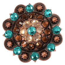 Load image into Gallery viewer, Copper Teal - Champagne - Topaz - Crystal Conchos Sizes from 1&quot;-3&quot; and Buckles