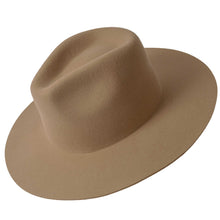 Load image into Gallery viewer, 100% Wool Felt Flat Brim Fedora Hat - Style Rancher
